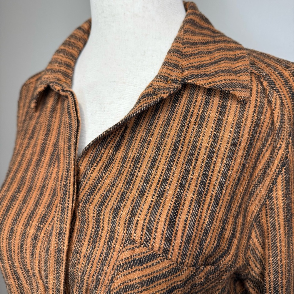 Free People Rust and Black Striped Button Down Shirt - Picture 4 of 6